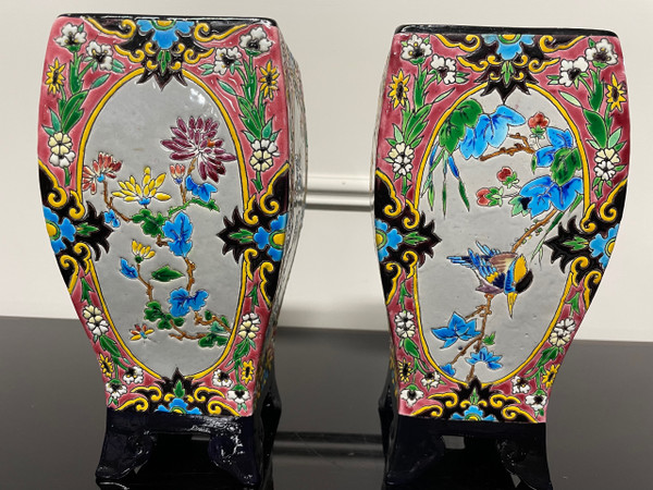 Bordeaux Vieillard - Pair Of Japanese Caranza Cloisonne Enamel Vases