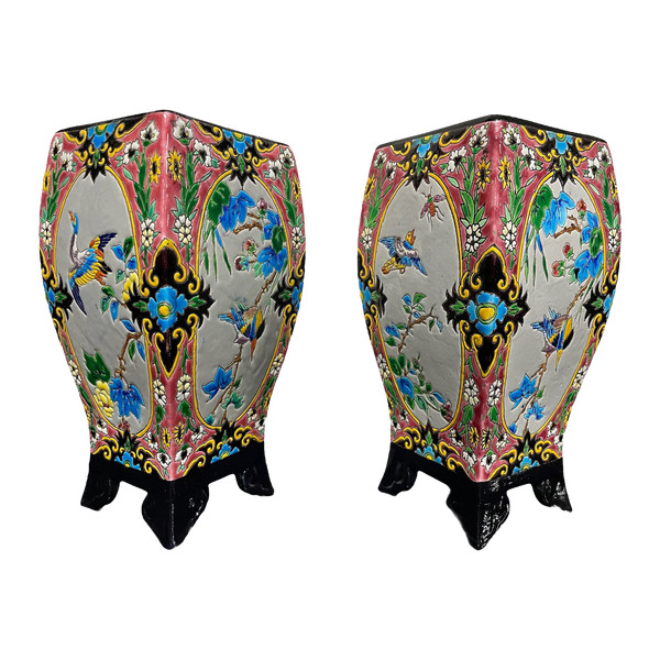 Bordeaux Vieillard - Pair Of Japanese Caranza Cloisonne Enamel Vases