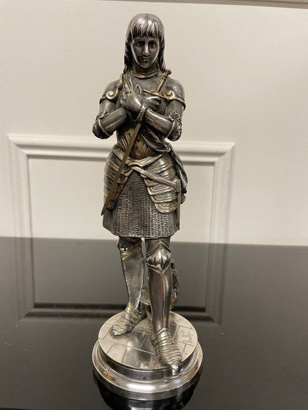 Eutrope Bouret (1833-1906) - Joan of Arc In Silver Bronze Armor