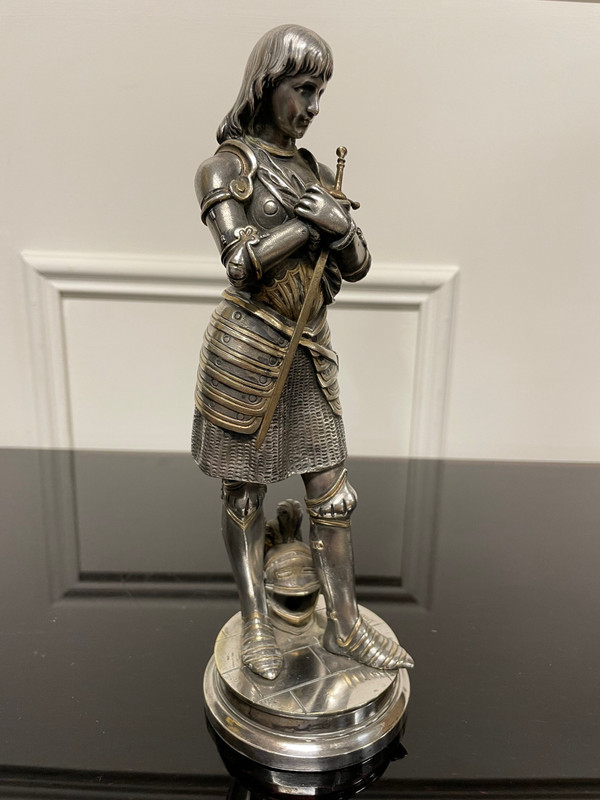 Eutrope Bouret (1833-1906) - Joan of Arc In Silver Bronze Armor