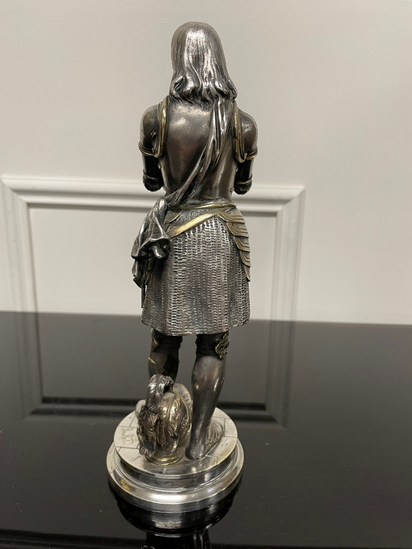 Eutrope Bouret (1833-1906) - Joan of Arc In Silver Bronze Armor