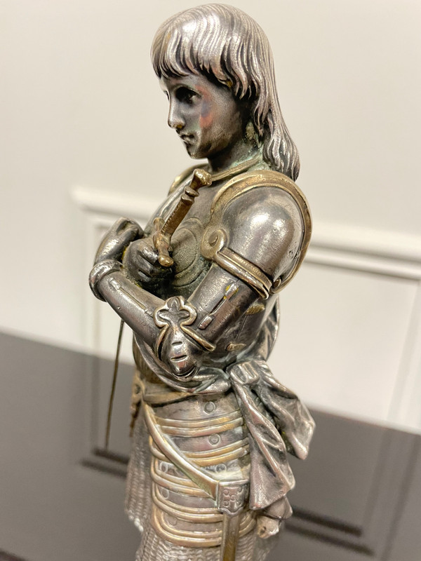 Eutrope Bouret (1833-1906) - Joan of Arc In Silver Bronze Armor