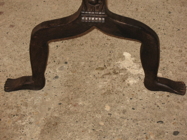 Pair of fireplace landier andirons decorated with fantastic animals, 20th century