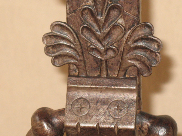 Pair of fireplace landier andirons decorated with fantastic animals, 20th century