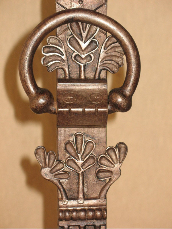 Pair of fireplace landier andirons decorated with fantastic animals, 20th century