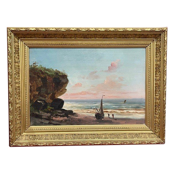 Oil On Panel XIX ème Marine painting