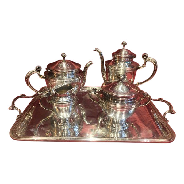 Silver Metal Tea And Coffee Set Ercuis Style Louis XV