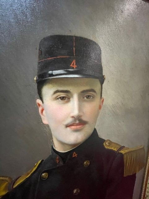 Adolphe Demange 1857-1928 Portrait Militaire Soldat d'Infanterie  Huile Sur Toile XIX ème