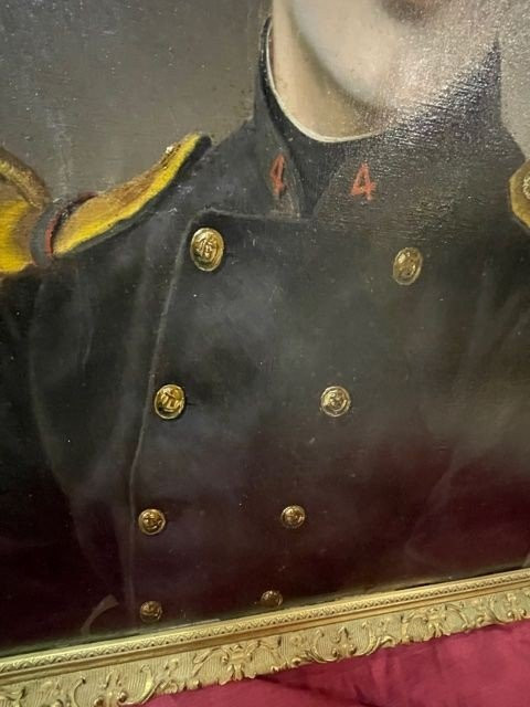 Adolphe Demange 1857-1928 Portrait Militaire Soldat d'Infanterie  Huile Sur Toile XIX ème