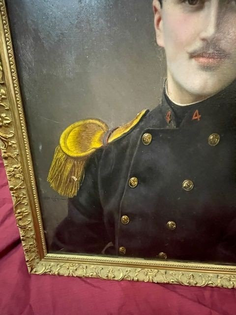 Adolphe Demange 1857-1928 Portrait Militaire Soldat d'Infanterie  Huile Sur Toile XIX ème