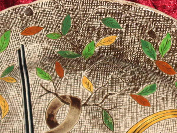 Gien earthenware dish Rambouillet hunting decor by J. Bertholle in perfect condition early 20th century