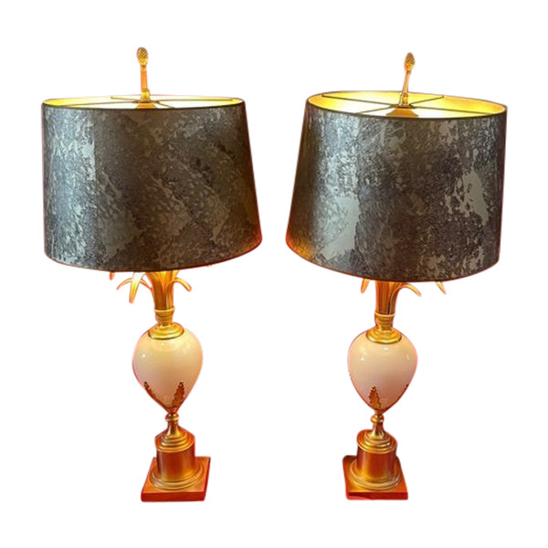 Paire De Lampes Maison Charles Modèle Oeuf  Cira 1970