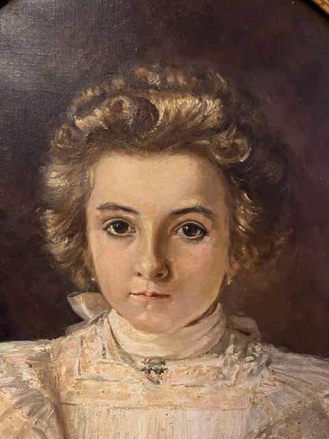 Ölgemälde Porträt Junge Frau im Stil Louis XVI XIX.