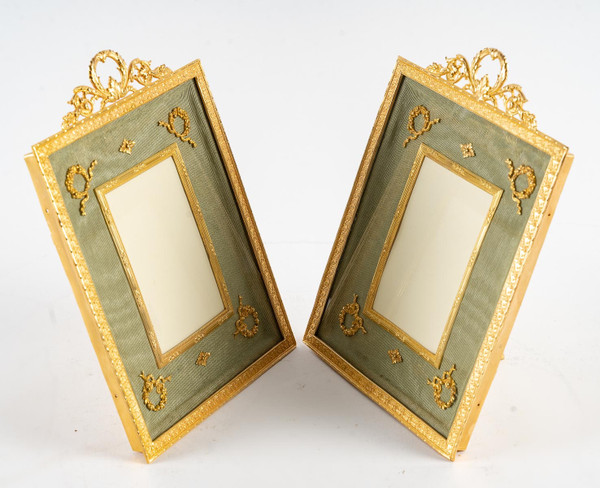 A pair of late 19th century gilt bronze photo frames