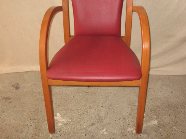 Set of 4 designer bridge armchairs from the 50s and 60s in honey-stained curved beech