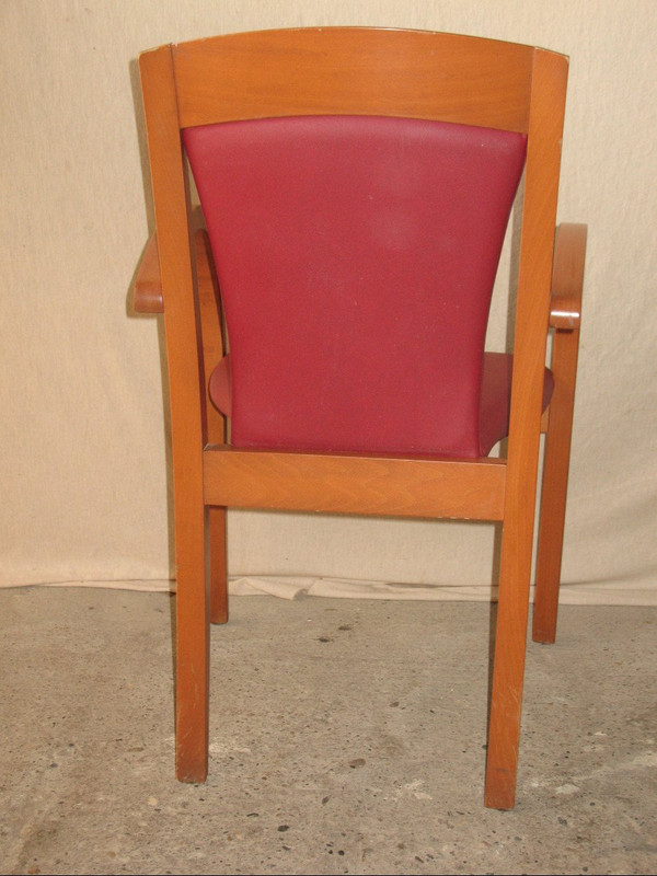 Set of 4 designer bridge armchairs from the 50s and 60s in honey-stained curved beech