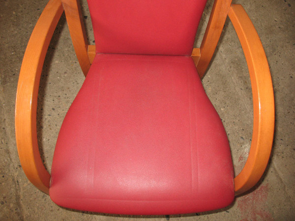 Set of 4 designer bridge armchairs from the 50s and 60s in honey-stained curved beech