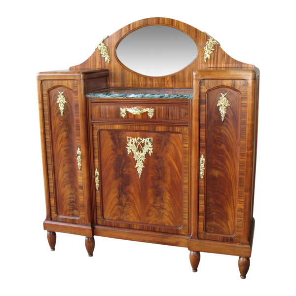 Credenza in stile Art Déco in impiallacciatura di mogano e palissandro
