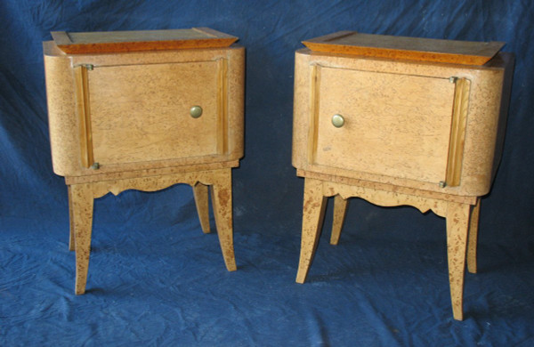 Paire de chevets en bouleau de Norvège années 1940-50