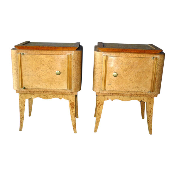 Pair of bedside tables in Norwegian birch, 1940-50