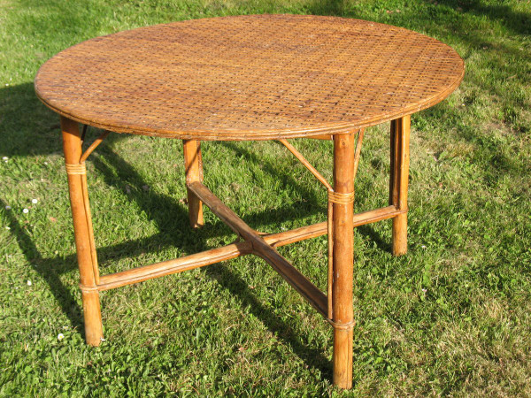 Large mid-20th century rattan garden table