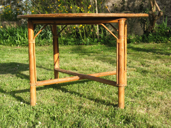 Large mid-20th century rattan garden table