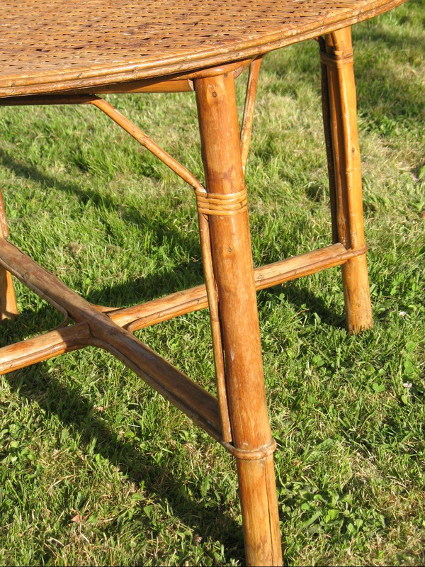 Large mid-20th century rattan garden table