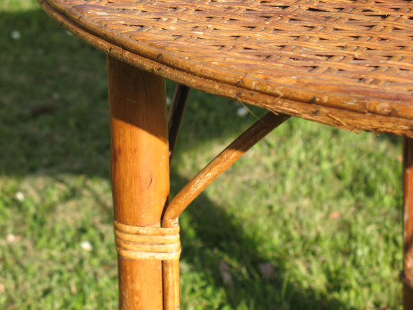 Large mid-20th century rattan garden table