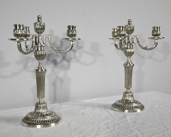 Coppia di Candelieri in Bronzo Argentato - Fine XIX Secolo