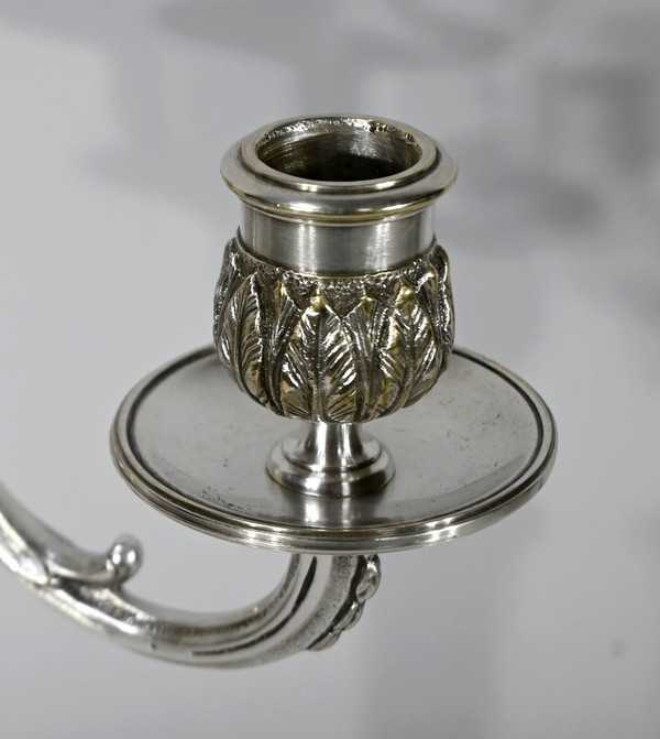 Coppia di Candelieri in Bronzo Argentato - Fine XIX Secolo