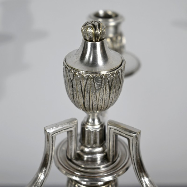 Coppia di Candelieri in Bronzo Argentato - Fine XIX Secolo