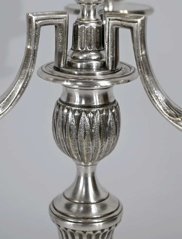 Coppia di Candelieri in Bronzo Argentato - Fine XIX Secolo