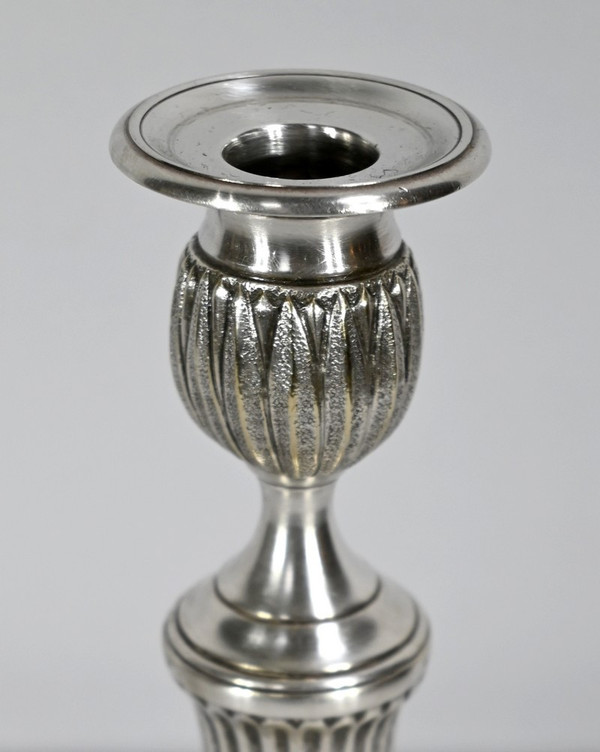 Coppia di Candelieri in Bronzo Argentato - Fine XIX Secolo
