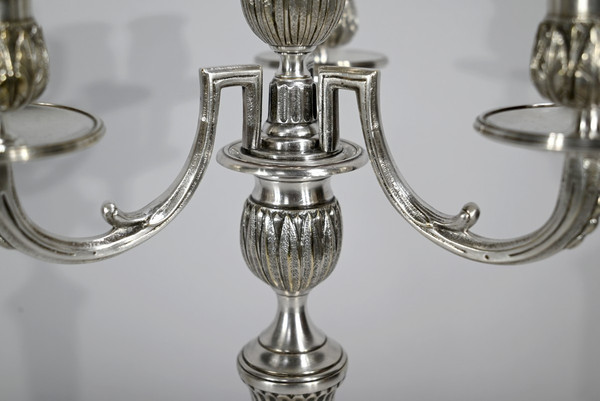 Coppia di Candelieri in Bronzo Argentato - Fine XIX Secolo