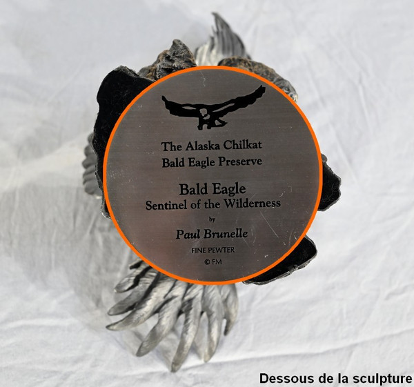 Sculpture en Étain « Bald Eagle », signée P.Brunelle – XXe