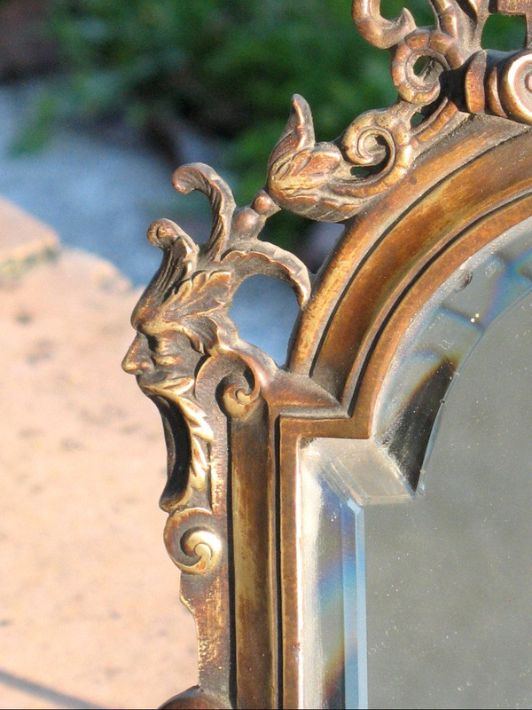 Table or wall mirror in patinated bronze, Renaissance style, 19th century