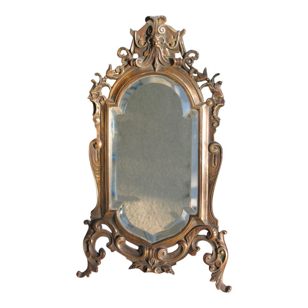 Table or wall mirror in patinated bronze, Renaissance style, 19th century