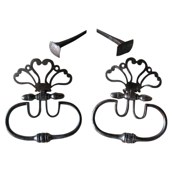 Pair of 18th century wrought iron door knockers