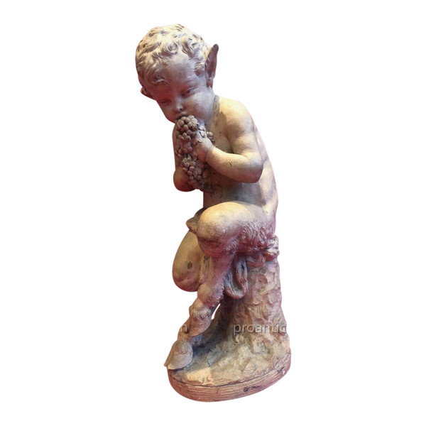 Sculpture Satyre En Terre Cuite