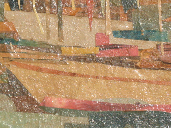 View of the port of Cannes collage on isorel, 20th century