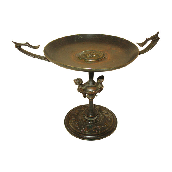 Antique style pocket cup in bronze with medal patina, 19th century