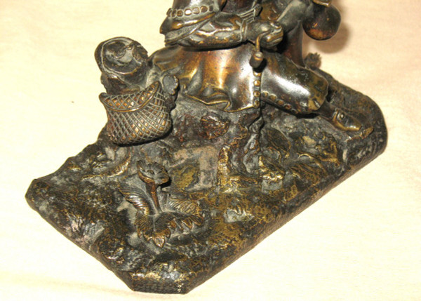 Cacciatore a riposo medaglia in bronzo patinato del XIX secolo