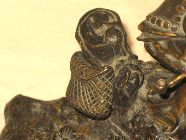 Cacciatore a riposo medaglia in bronzo patinato del XIX secolo