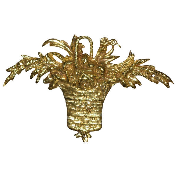 Bronze décoratif à décor de panier fleuri 19ème de style Louis XVI