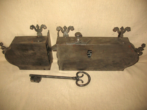 Large wrought iron castle lock