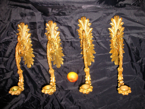 Suite of 4 gilt bronze sconces 1st Restoration Period 19th century