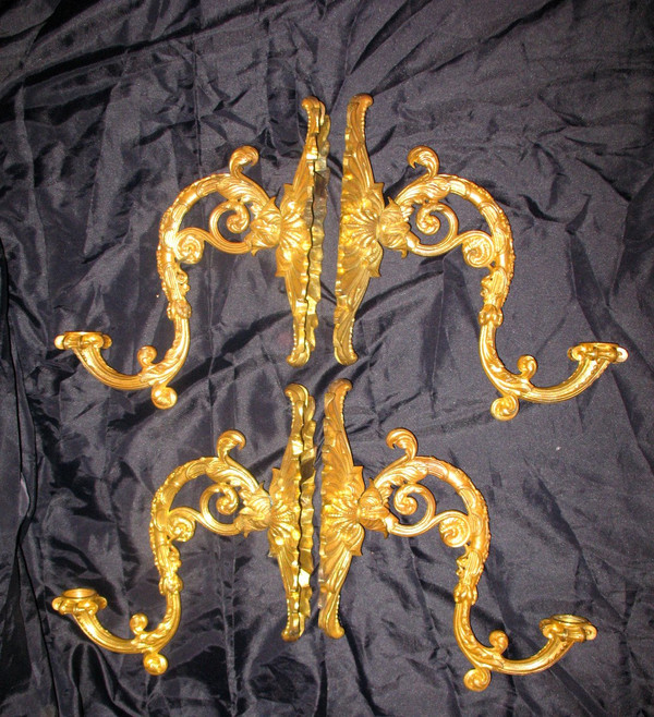 Suite of 4 gilt bronze sconces 1st Restoration Period 19th century