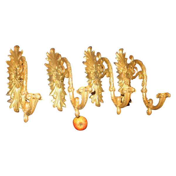 Suite of 4 gilt bronze sconces 1st Restoration Period 19th century