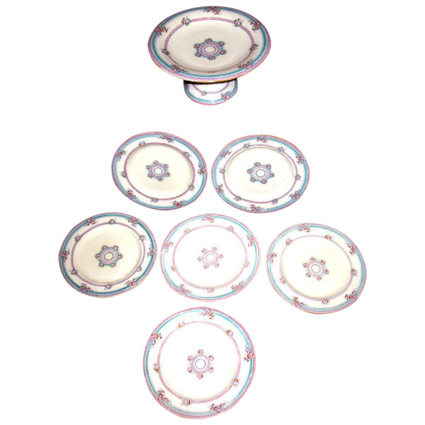 19th century English earthenware dessert service with Minton design