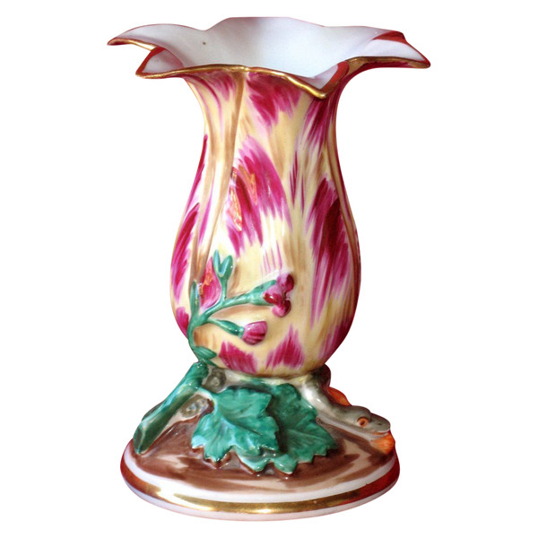 Tulip vase in porcelain of Paris 19th century in the taste of Jacob Petit